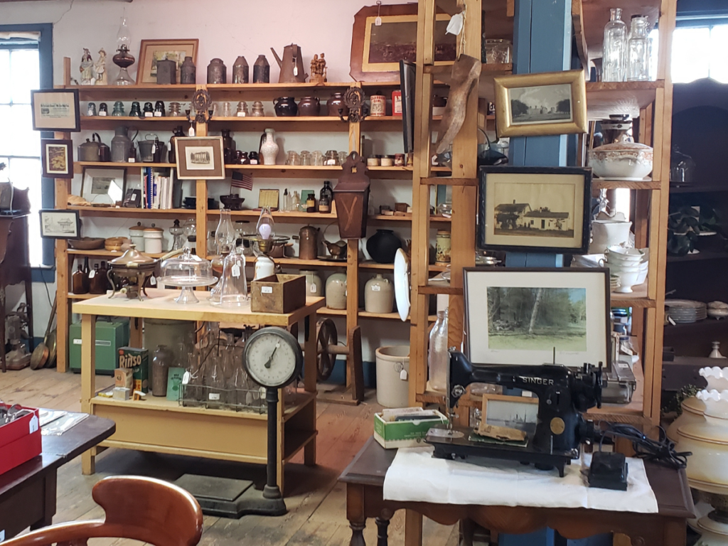 Antiques and vintage items inside Liberty Tool Company Maine